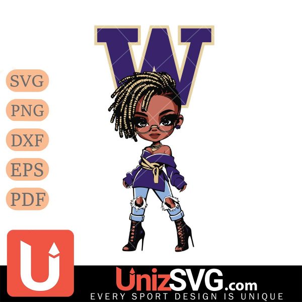 Washington Huskies Betty Boop Fan Girl black