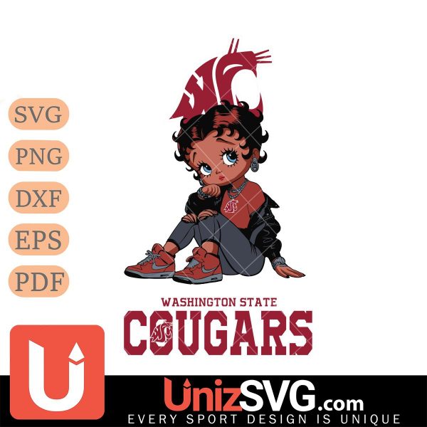 Washington State Cougars Betty Boop Black