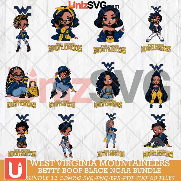 West Virginia Mountaineers Betty Boop Black NCAA bundle 12