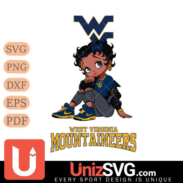 West Virginia Mountaineers Betty Boop Black