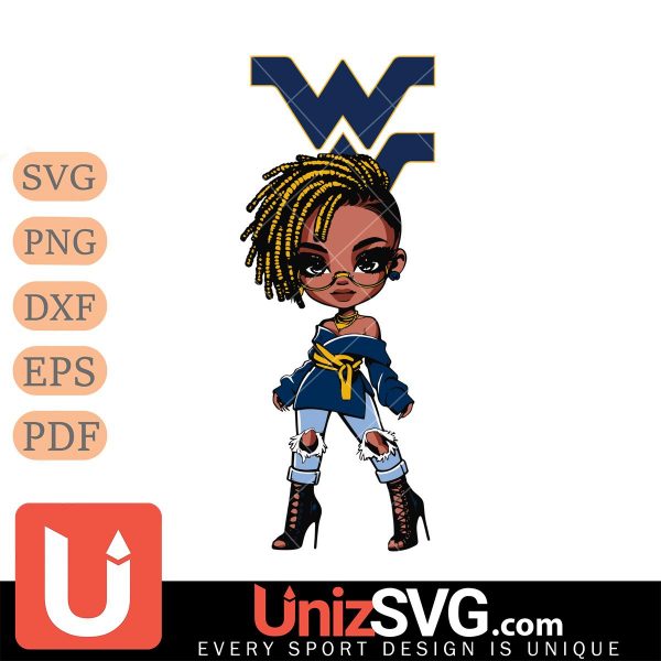 West Virginia Mountaineers Betty Boop Fan Girl black