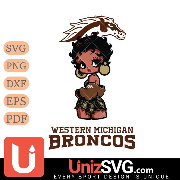 Western Michigan Broncos Betty Boop Black Fan Girl