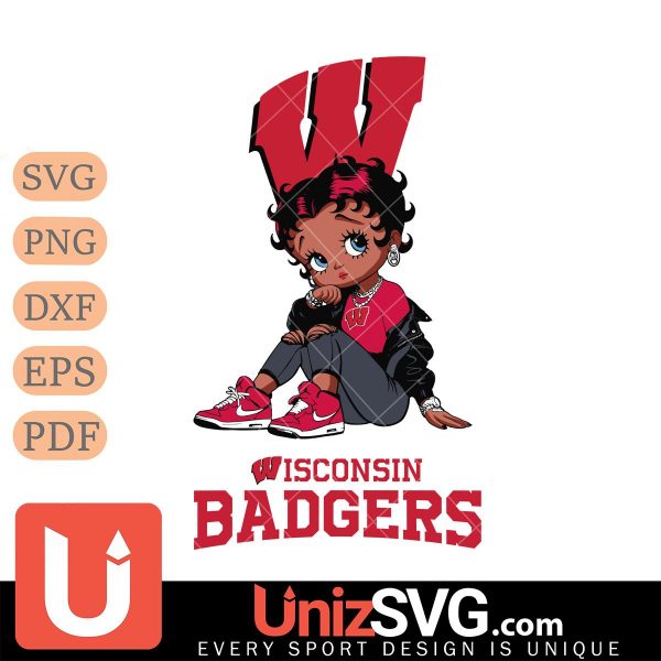 Wisconsin Badgers Betty Boop Black