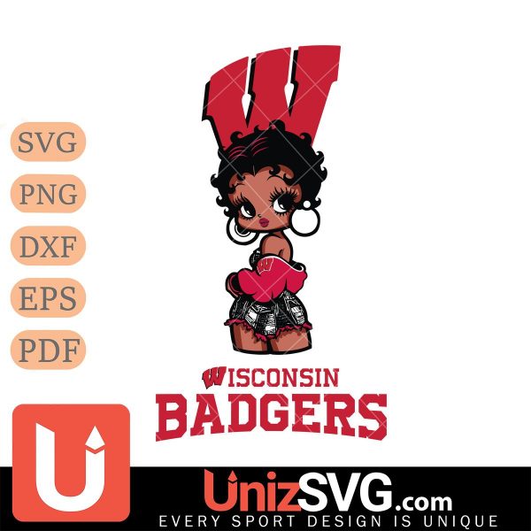 Wisconsin Badgers Betty Boop Black Fan Girl